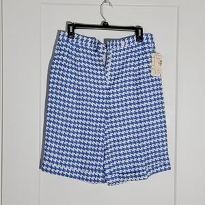 Blue and White Houndstooth Shorts